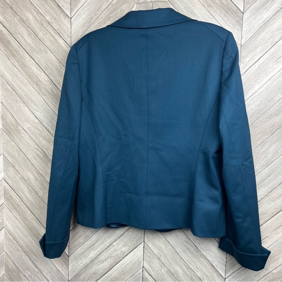 Lafayette 148 New York Women Teal Virgin Wool Two Button Blazer Size 10 - Picture 3 of 8